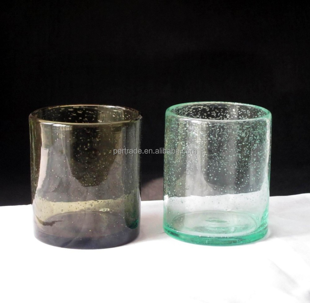 Bubbled Glass Hurricane Glass Jar Candle Holder Gift Set