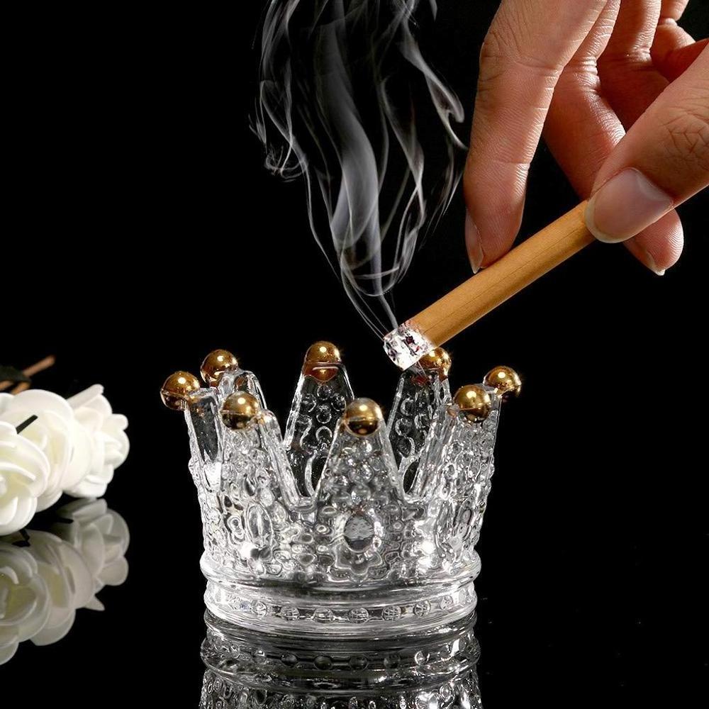 Wholesale Crown Shape Crystal Cigarette Ashtray Glass Crown Shaped Glass Tea Light Wedding Glass Candle Holders