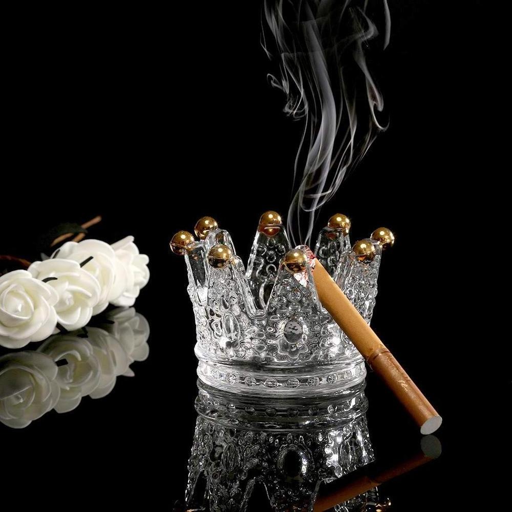 Wholesale Crown Shape Crystal Cigarette Ashtray Glass Crown Shaped Glass Tea Light Wedding Glass Candle Holders