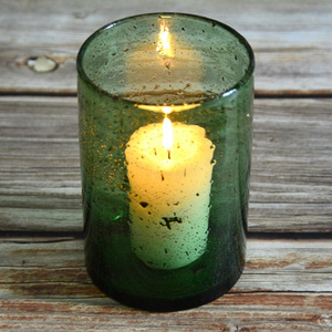 DAXI Antique Mint Green Colored  Votive Glass Candle Jar Home Decoration Glass Pillar Candle Holder