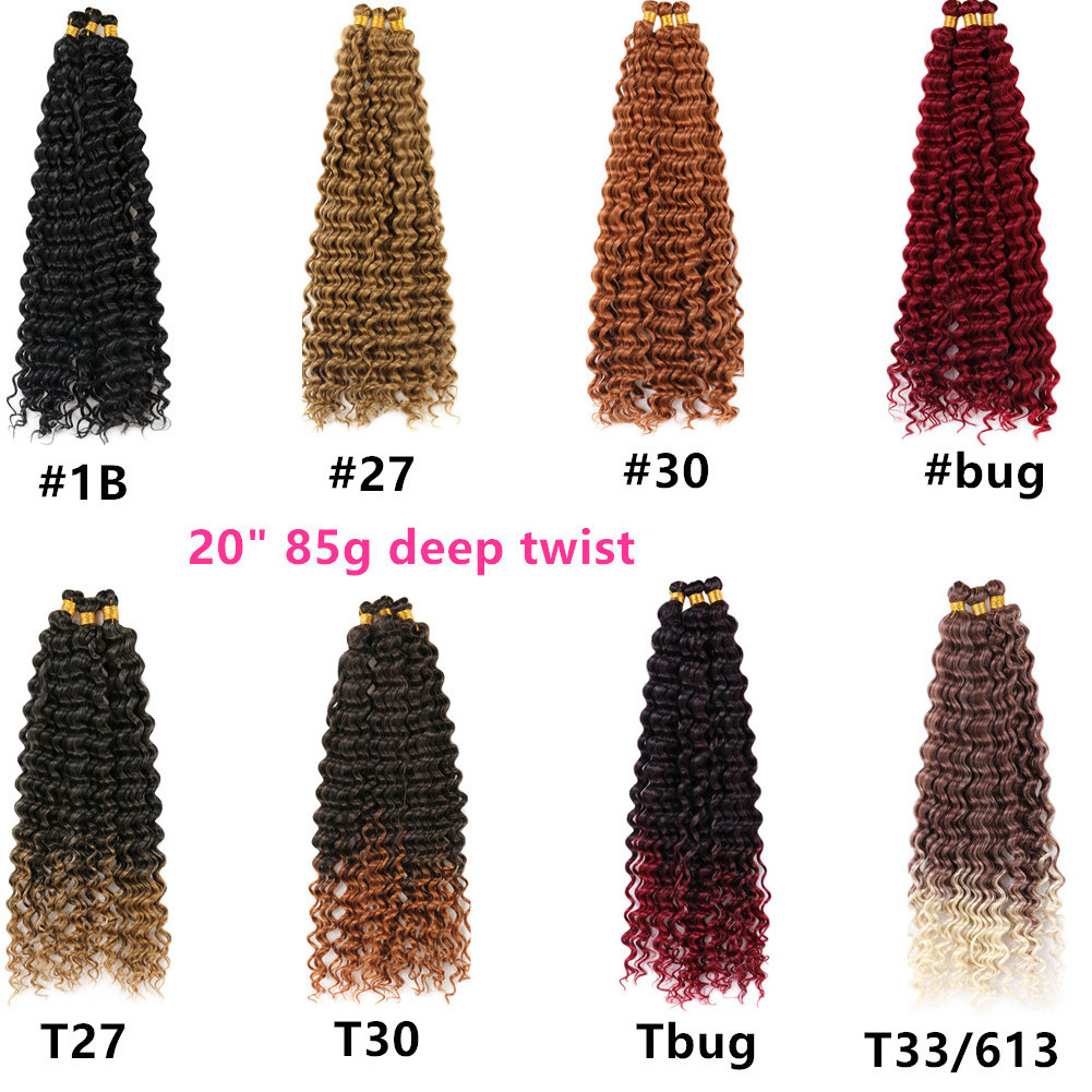 Wholesale stock Synthetic Premium Fiber Deep Twist Braiding Hair Crochet Attachments Hair Bulk