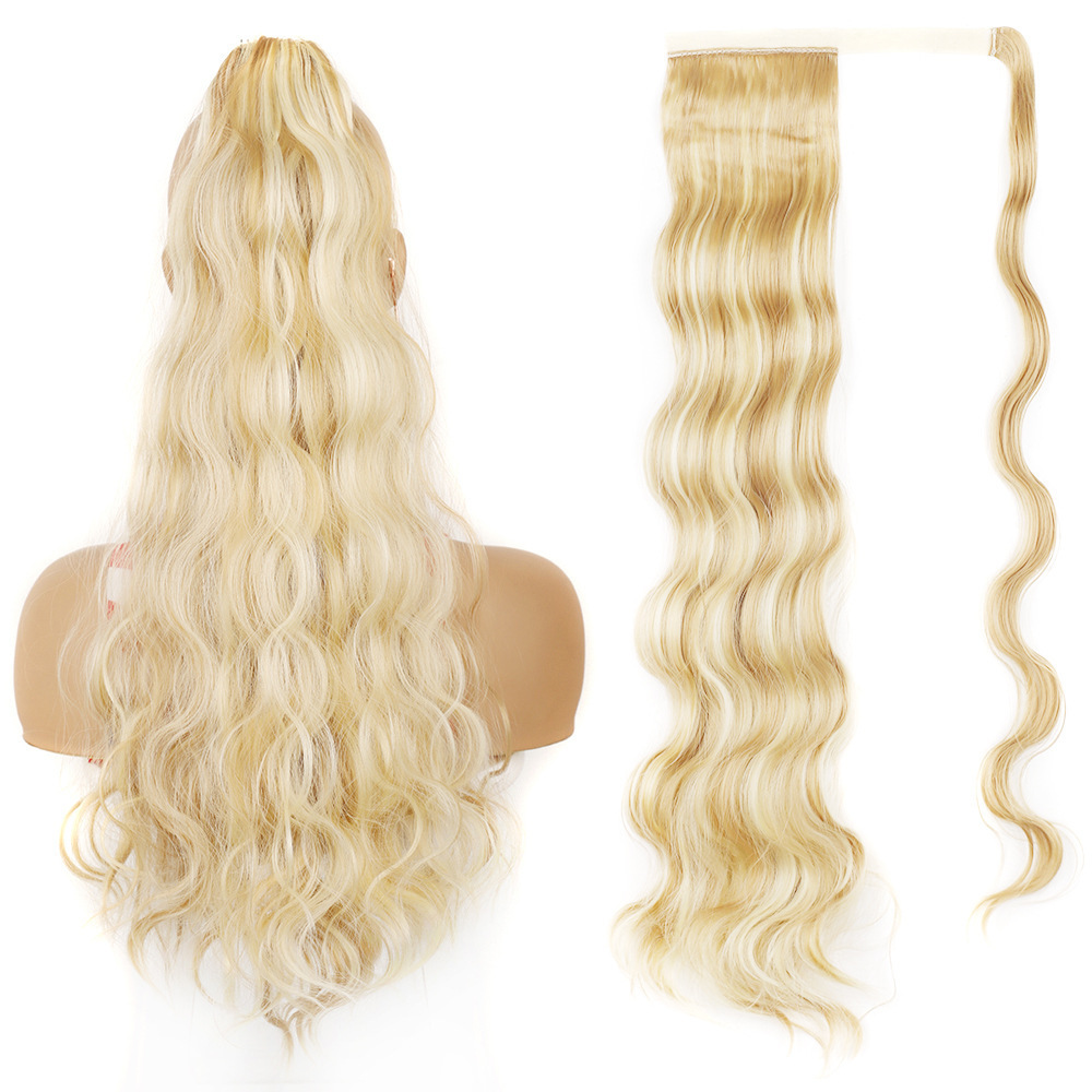 60cm Long Synthetic High Temperature Fiber Ponytail Hair Piece Extensions Body Wave Wrap Around Pony Tail