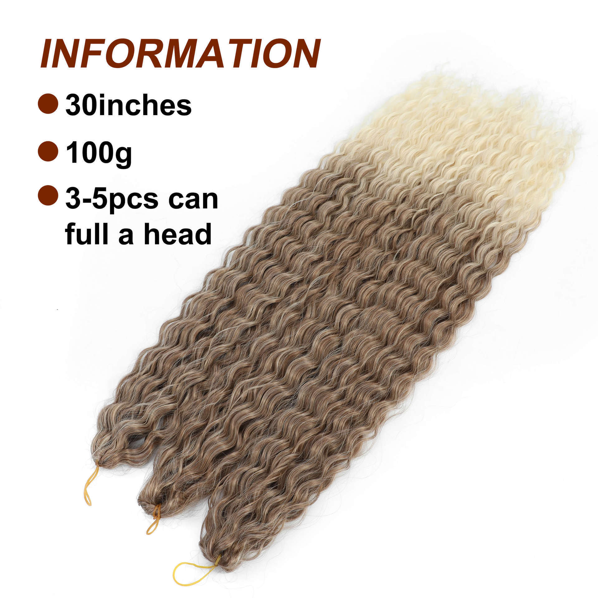 Russian 30 Inch Extra Long Deep Wave Crochet Braids Bulk Hair Synthetic Curly Ocean Wave Braiding Hair