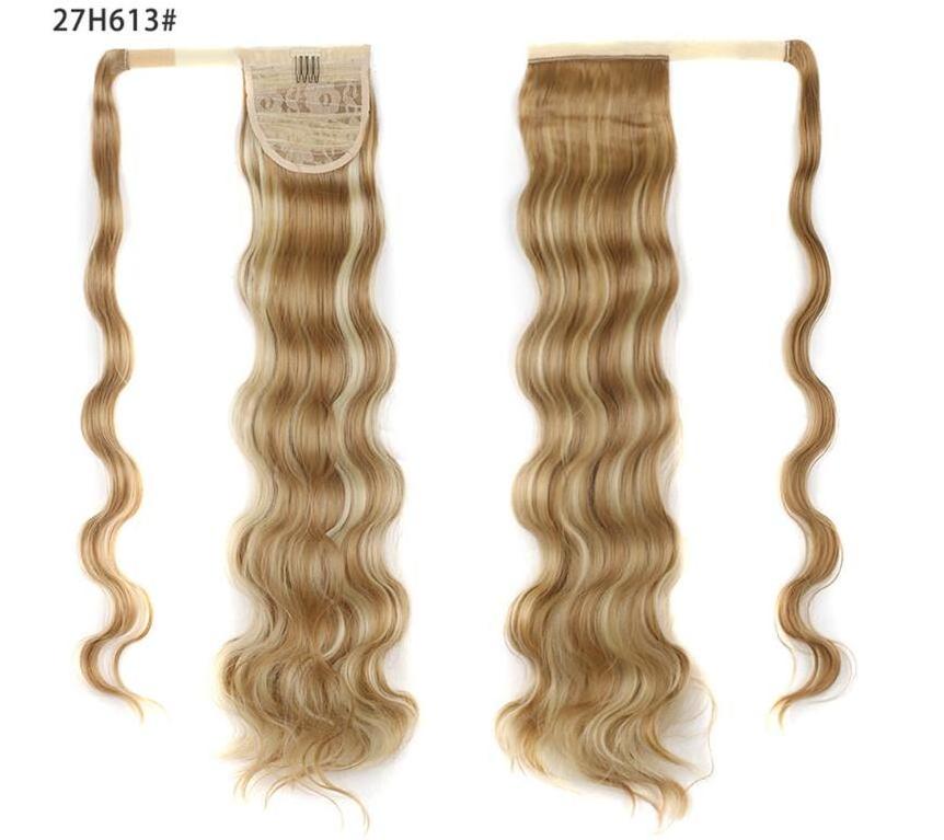 60cm Long Synthetic High Temperature Fiber Ponytail Hair Piece Extensions Body Wave Wrap Around Pony Tail