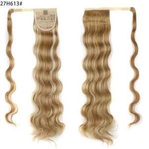 60cm Long Synthetic High Temperature Fiber Ponytail Hair Piece Extensions Body Wave Wrap Around Pony Tail