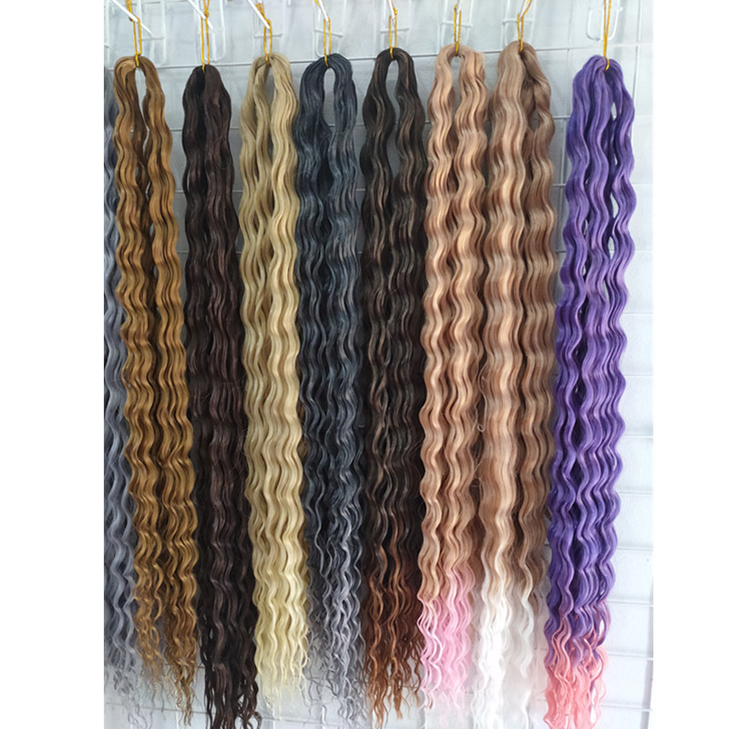 New arrival Russian 30 Inch Extra Long Big Deep Wave Crochet Braids Hair Synthetic Deep Twist Ocean Wave Braiding Hair