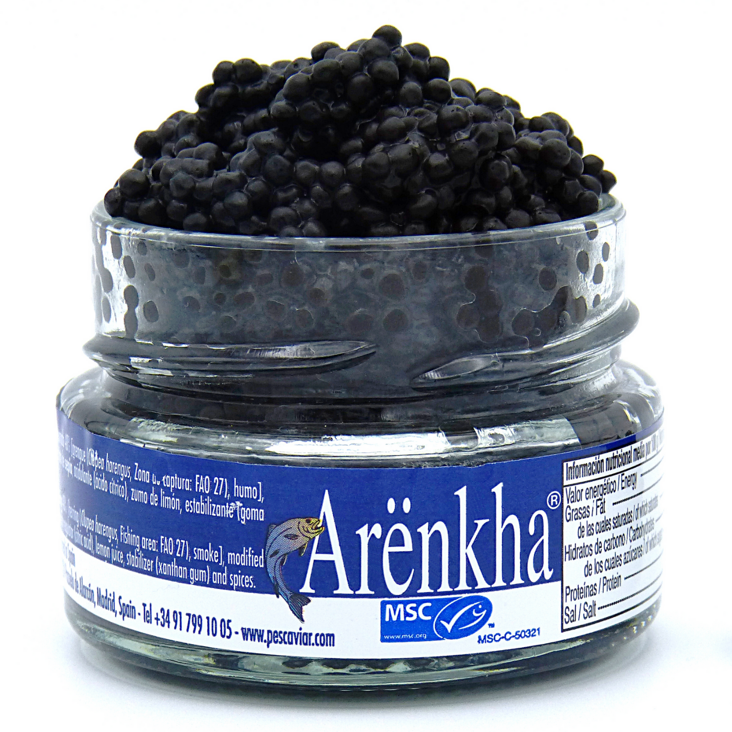 Herring Pearls - Arenkha 120g glass jar 4oz seafood MSC certified ecolabel chilled Spain European Union Caviar substitute