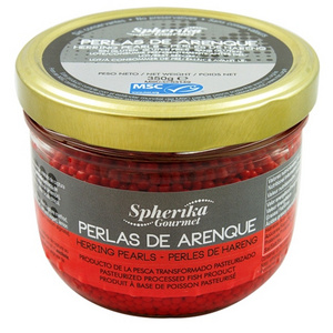 Smoked herring pearls - Red 350g glass jar 1oz seafood ecolabel spherifications spheres  decoration garnish fish foodie gluten