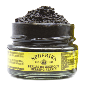 Smoked herring pearls - Black (50g)1 oz glass seafood ecolabel spherifications spheres alginate decoration garnish fish foodie