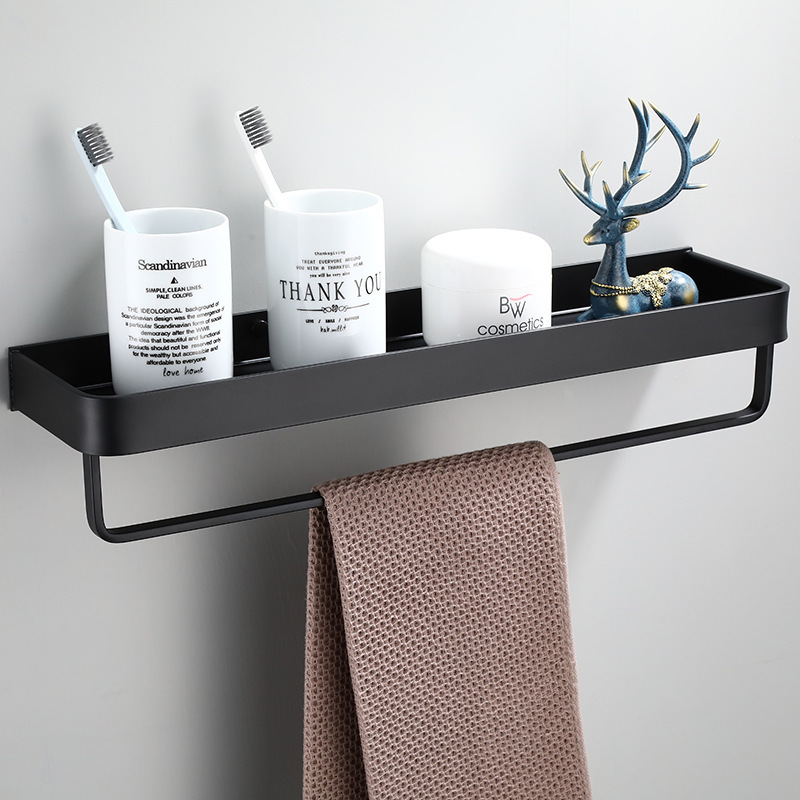 No Drilling Shower Caddy Wall Mounted Black Bathroom Shelves For Bottle