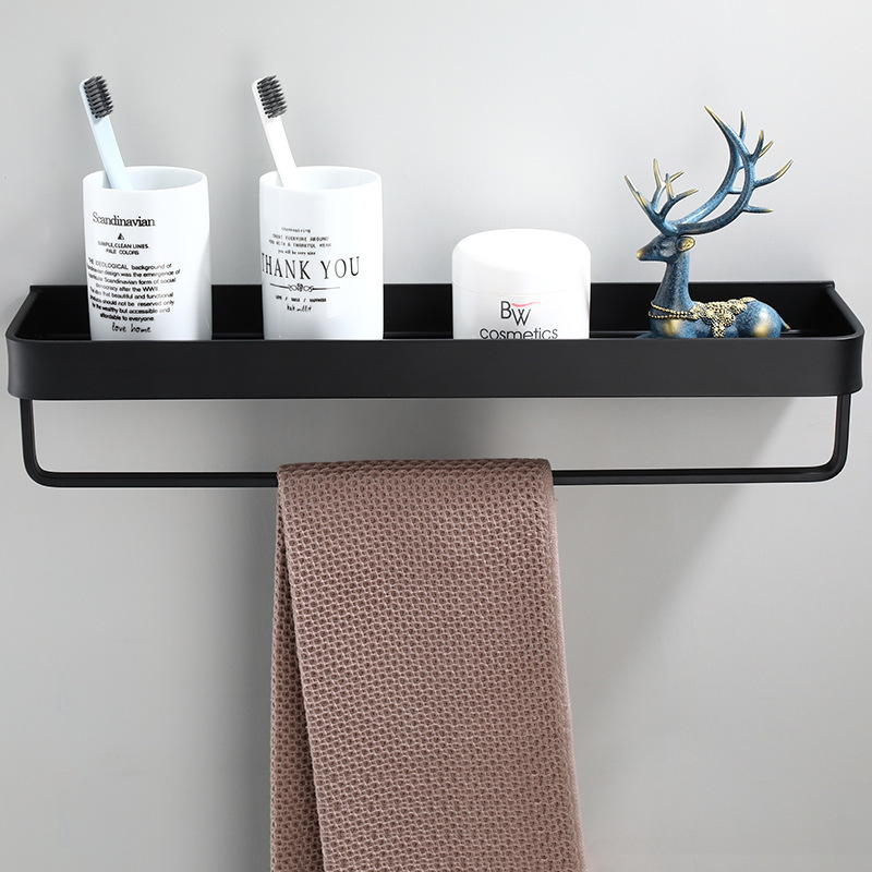 No Drilling Shower Caddy Wall Mounted Black Bathroom Shelves For Bottle