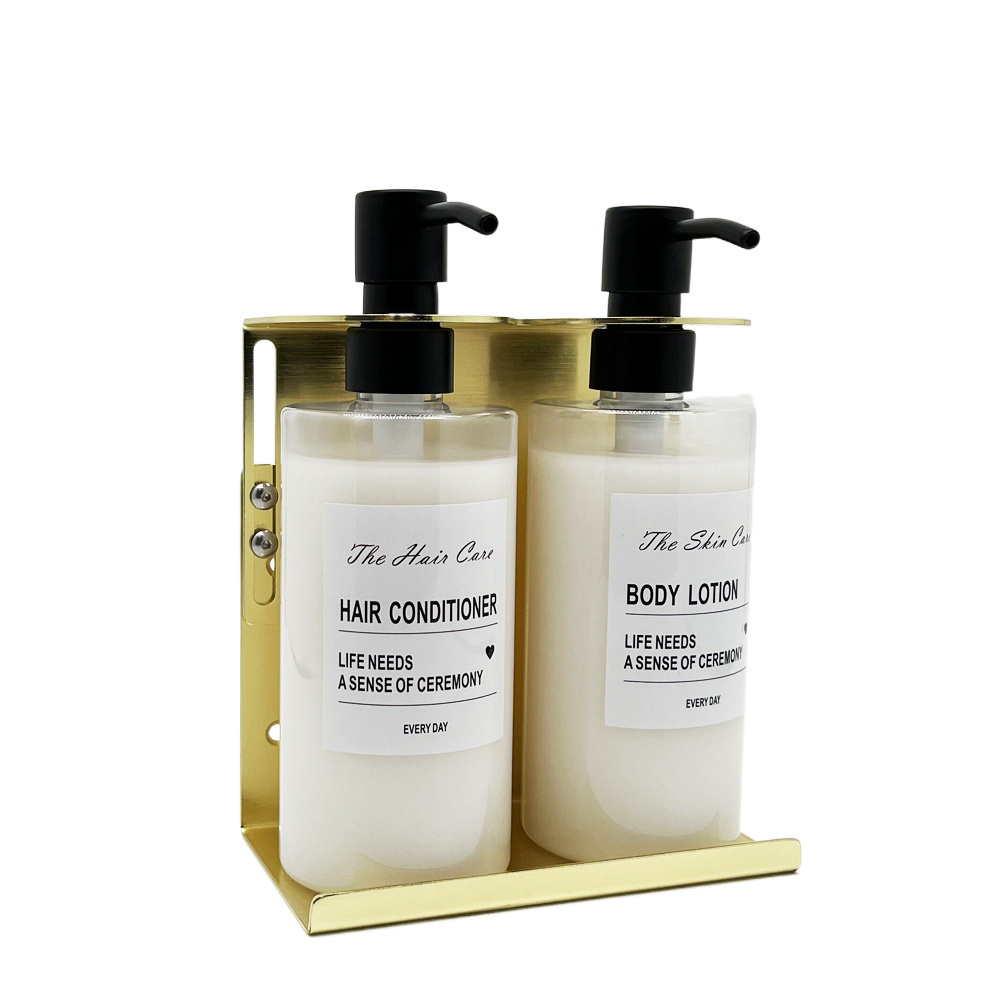 superior quality 2 in 1 gold hotel shampoo and soap soap dispenser