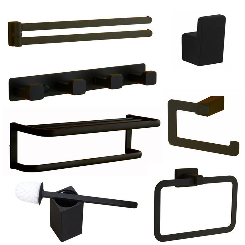 2019 new popular bathroom accessories towel rack in rubber matt black