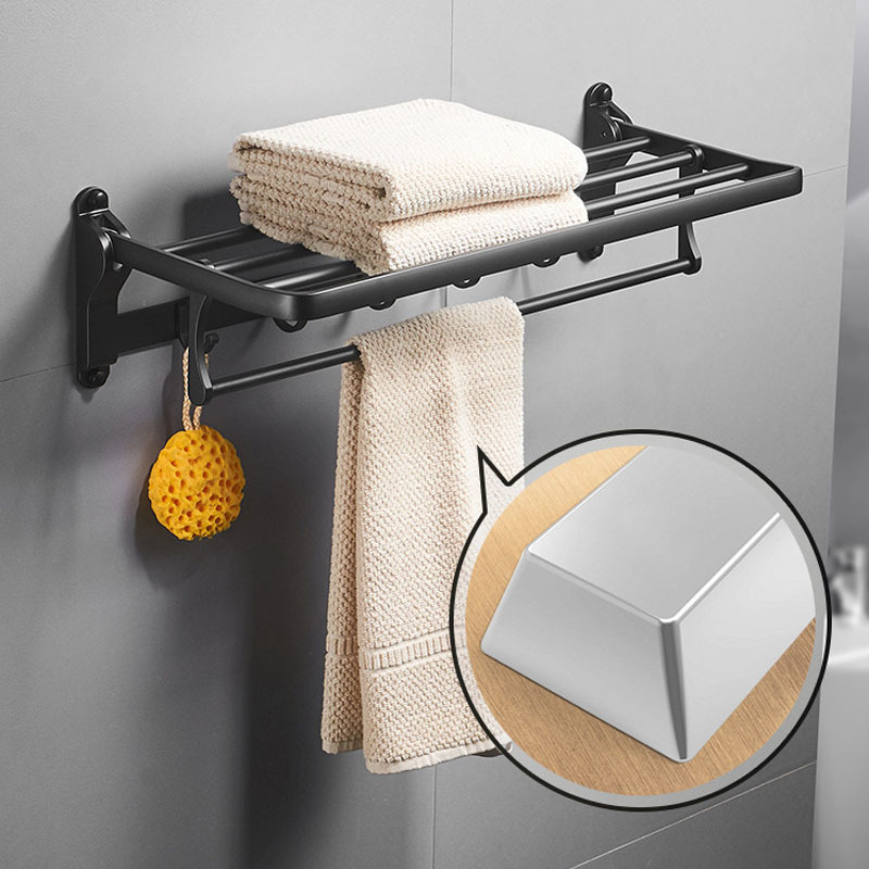 No drilling wall mounted  black bathroom towel rack aluminum self adhesive black towel rack