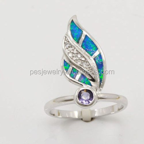 PES fine Jewelry! Blue Fire Australian Opal HOT sell Amethyst Ring