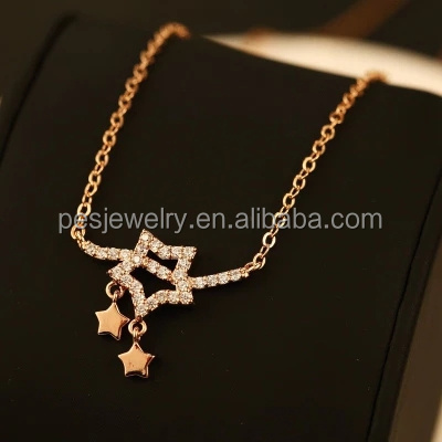 PES Fashion Jewelry! High-end Pave CZ Bar With Star Lariat Necklace