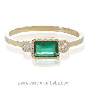 PES Fashion Jewelry! Green Colombian Emerald Gemstone Solid Ring (PES6-1579)