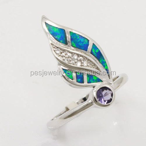 PES fine Jewelry! Blue Fire Australian Opal HOT sell Amethyst Ring