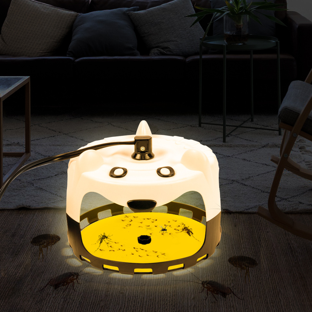 X-Pest flea trap indoor flea lights sticky dome fly trap with 2 Light bulbs & 5 sticky pads, plug-in fly killer lamp catcher