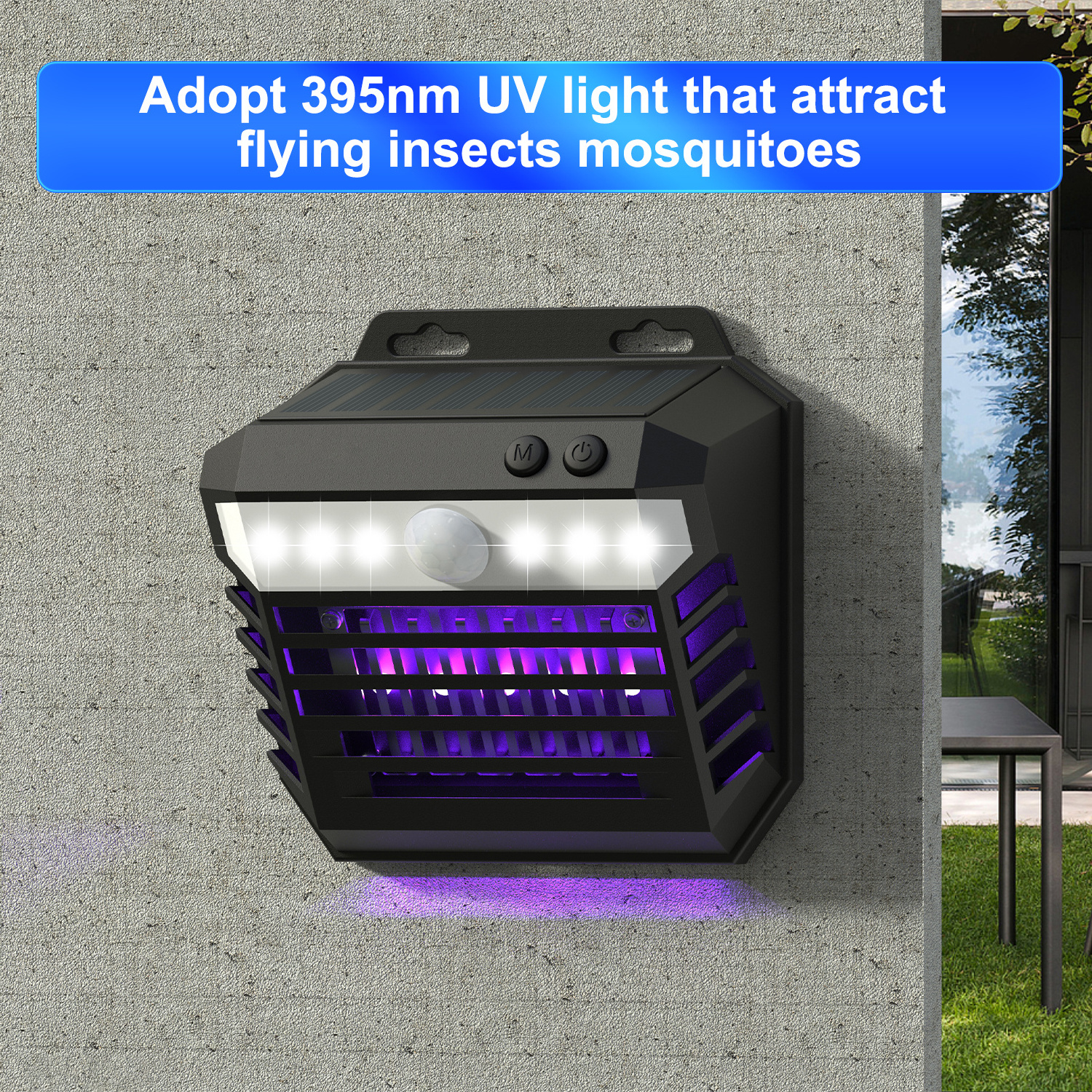 X-pest outdoor pest control mosquito killer lamp with 395nm UV light solar powered  insect mosquito/moth killer