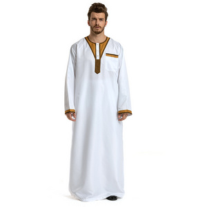 New Fashion Boys Omani Saudi Arabic Eid Design Muslim Men Clothing Arabic Dubai Thobe Hooded Jubba