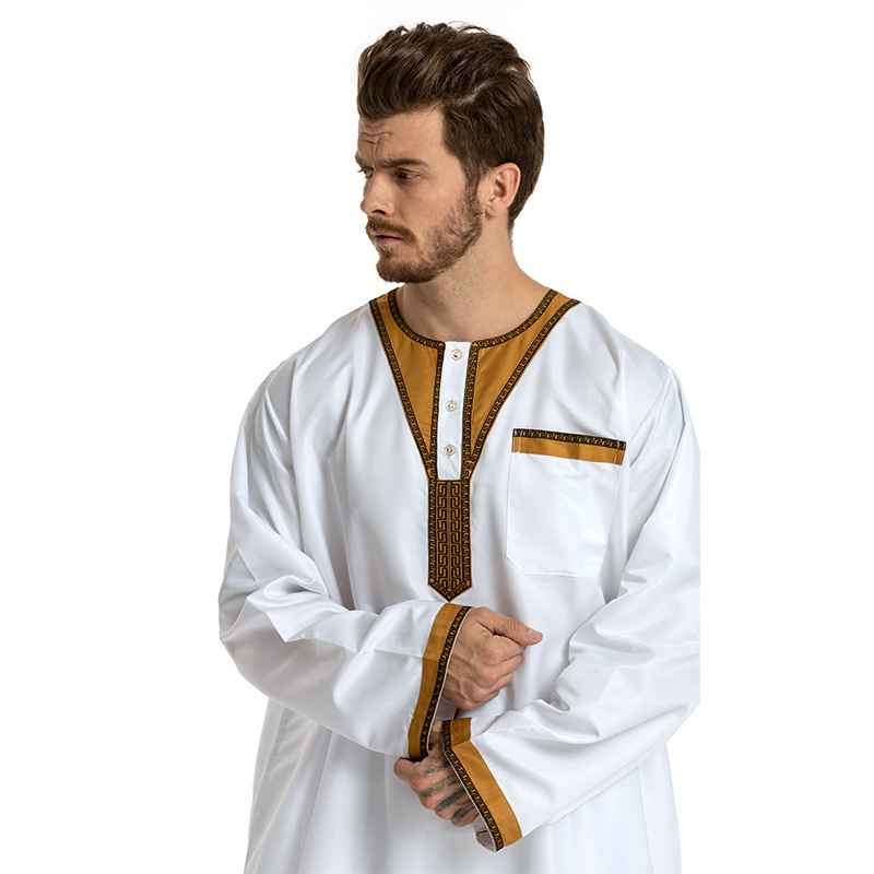 New Fashion Boys Omani Saudi Arabic Eid Design Muslim Men Clothing Arabic Dubai Thobe Hooded Jubba