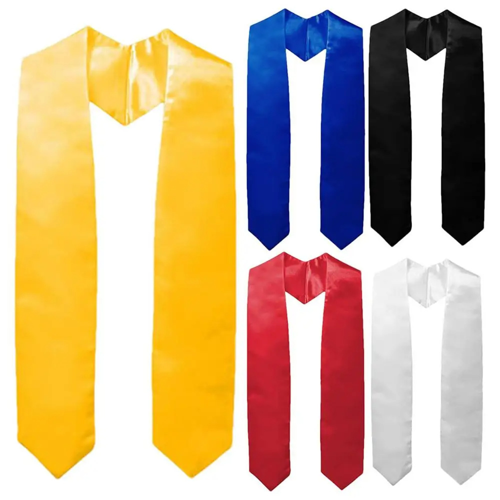 Hot Sell Customize Wholesale High Quality White Sublimation Gown Flag Custom Graduation Sash Stole With Logo 60 Inch 72 Inch