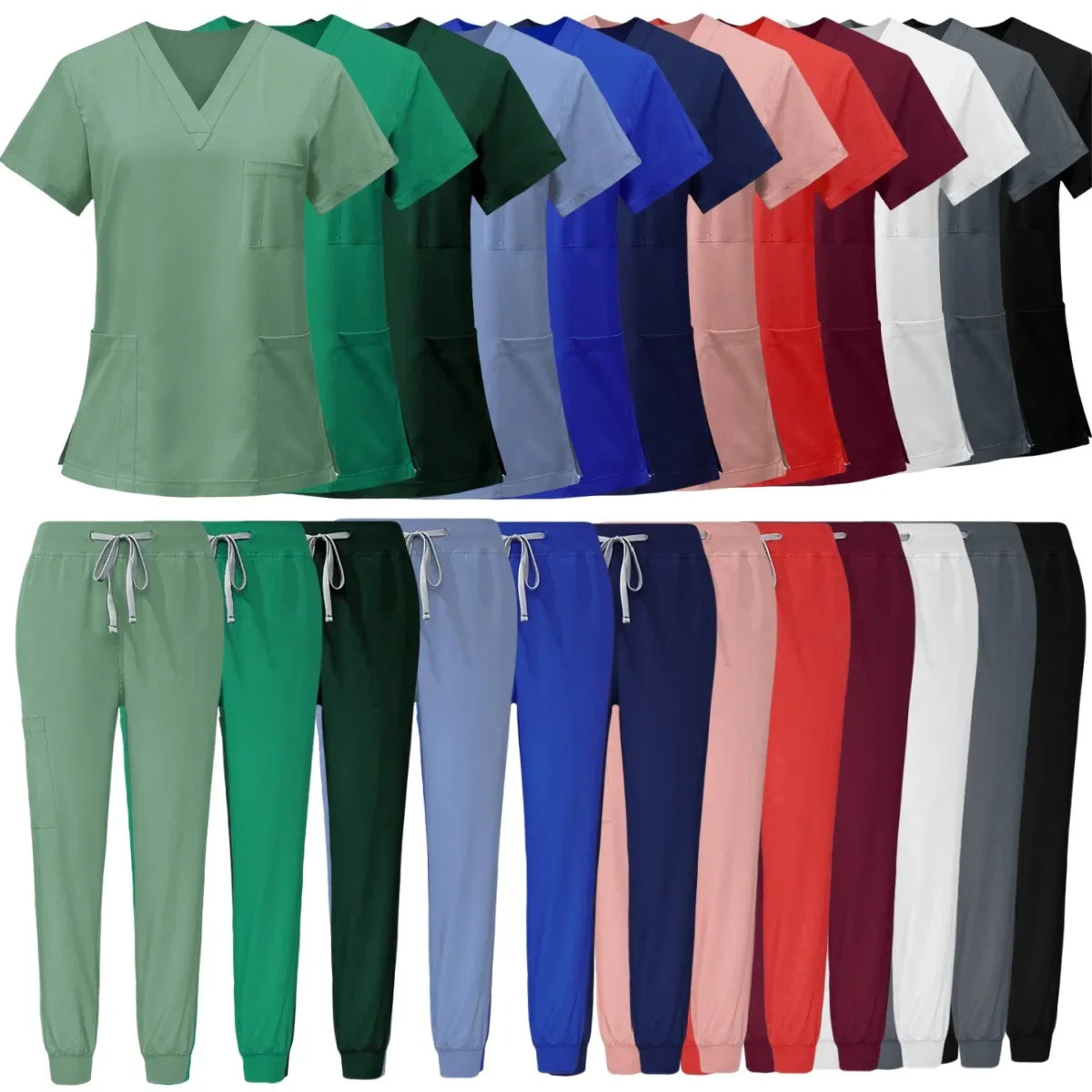 Wholesale Scrubs Uniforms Sets Beauty Salon Uniform Scrubs Jogger Long Sleeve Scrubs Uniform Sets For Women