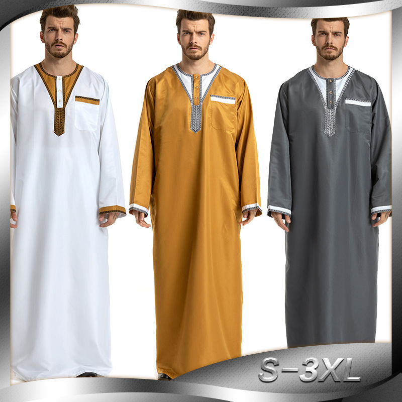 New Fashion Boys Omani Saudi Arabic Eid Design Muslim Men Clothing Arabic Dubai Thobe Hooded Jubba