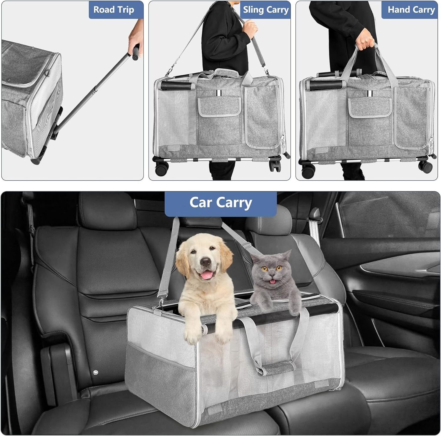 Pet Travel Carrier Pet Car Seat Travel Dog Cat Transport Cage Portable Case Homes for Pets Travel Carrier