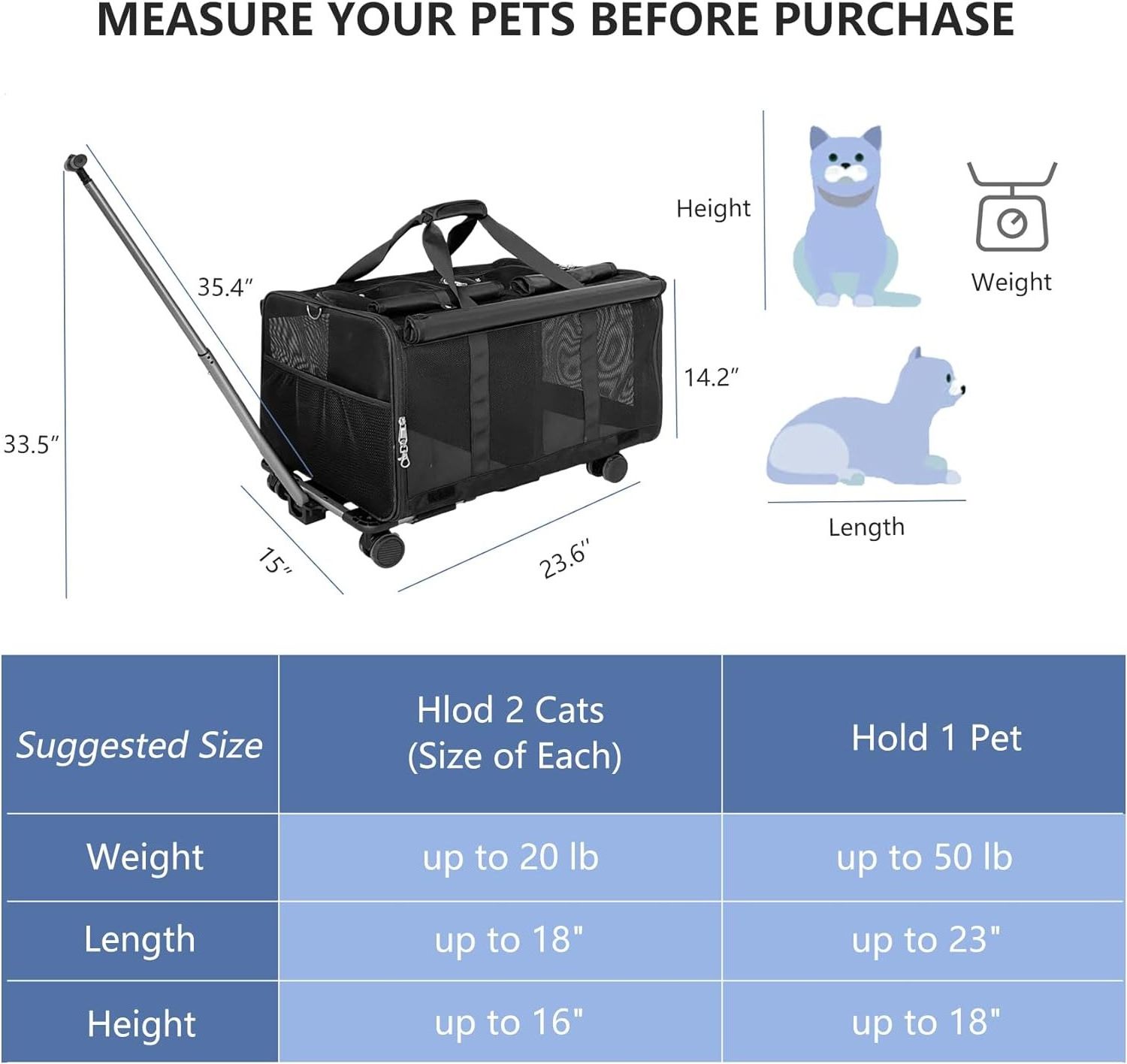 Manufacturer OEM Detachable Portable Extra Large Airline Approved Dog Cat Pet Carrier with Wheels