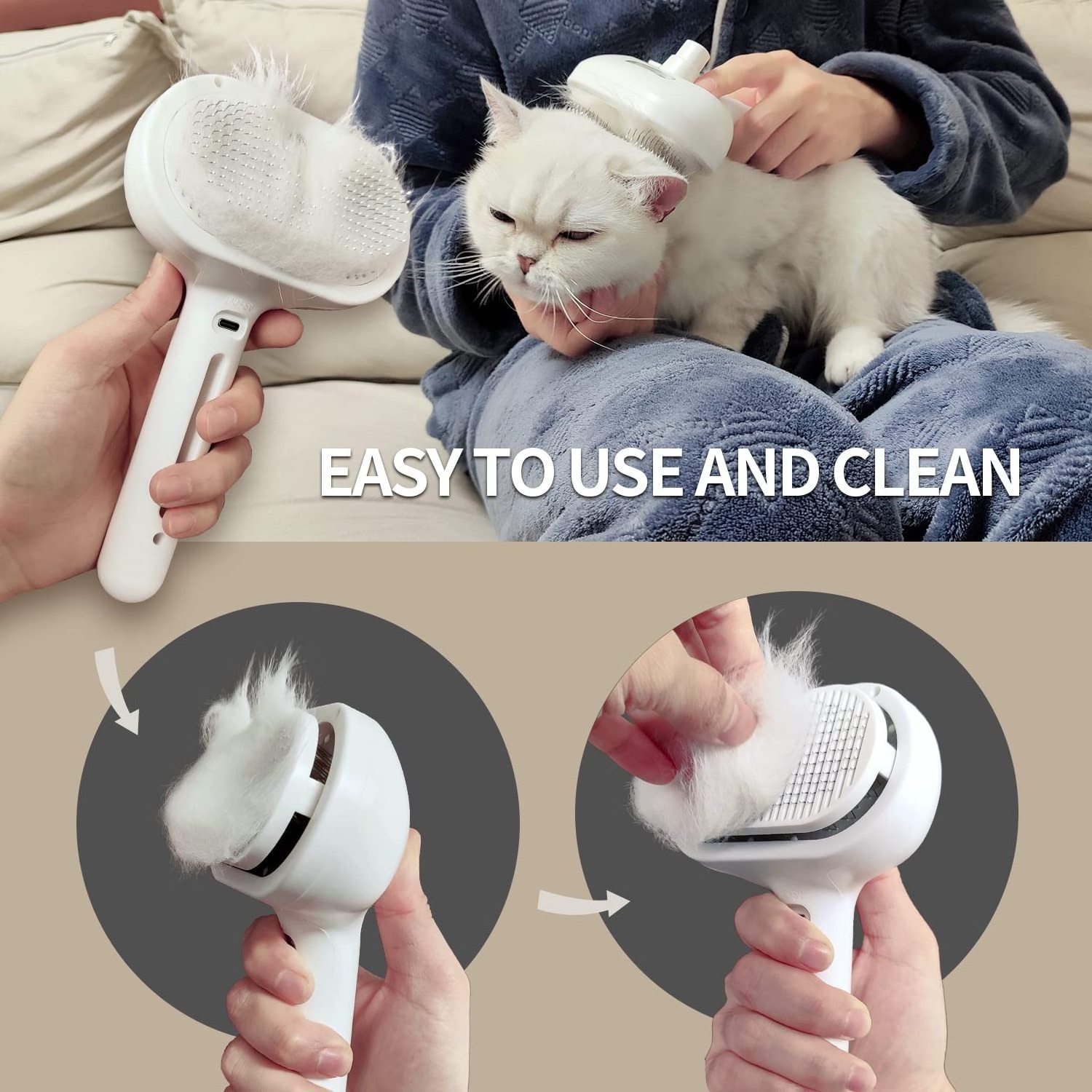 Spray Pet Dog Cat 3 In 1 Massage Grooming Comb Self Cleaning Slicker Brushes Cat Steamy Brush