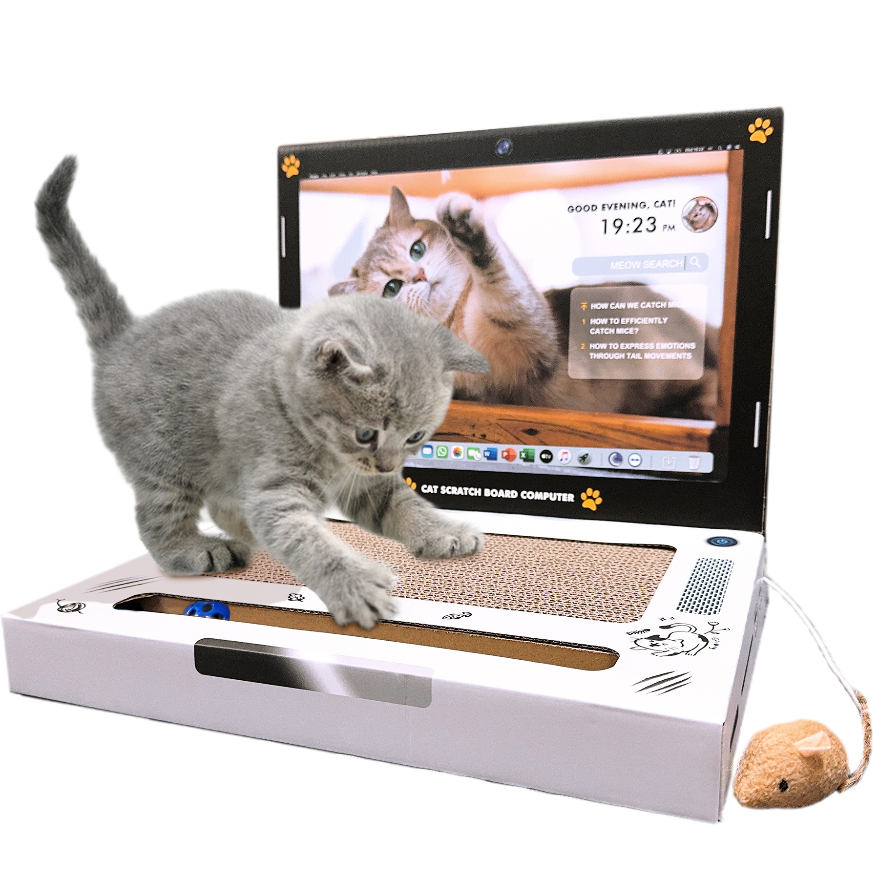 Wholesale Laptop Cat Scratch Board Computer Cat Scratcher Cardboard Thicken Corrugated Cat Scratcher Toy