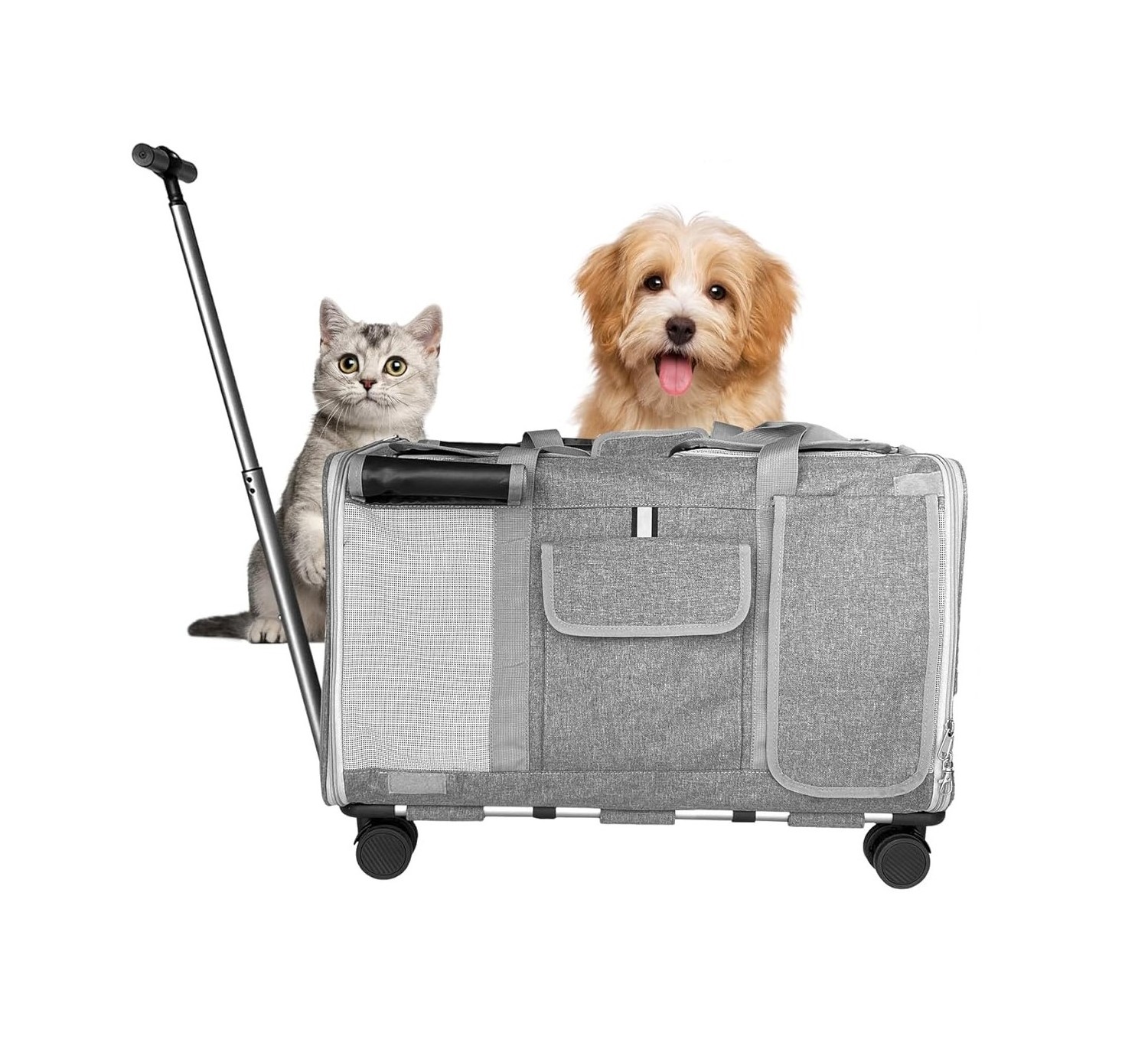 Custom Logo Airline Approved Best Large Capacity on Wheels Stroller Trolley Pet Rolling Pet Bag Dog Cat Carrier with Wheels