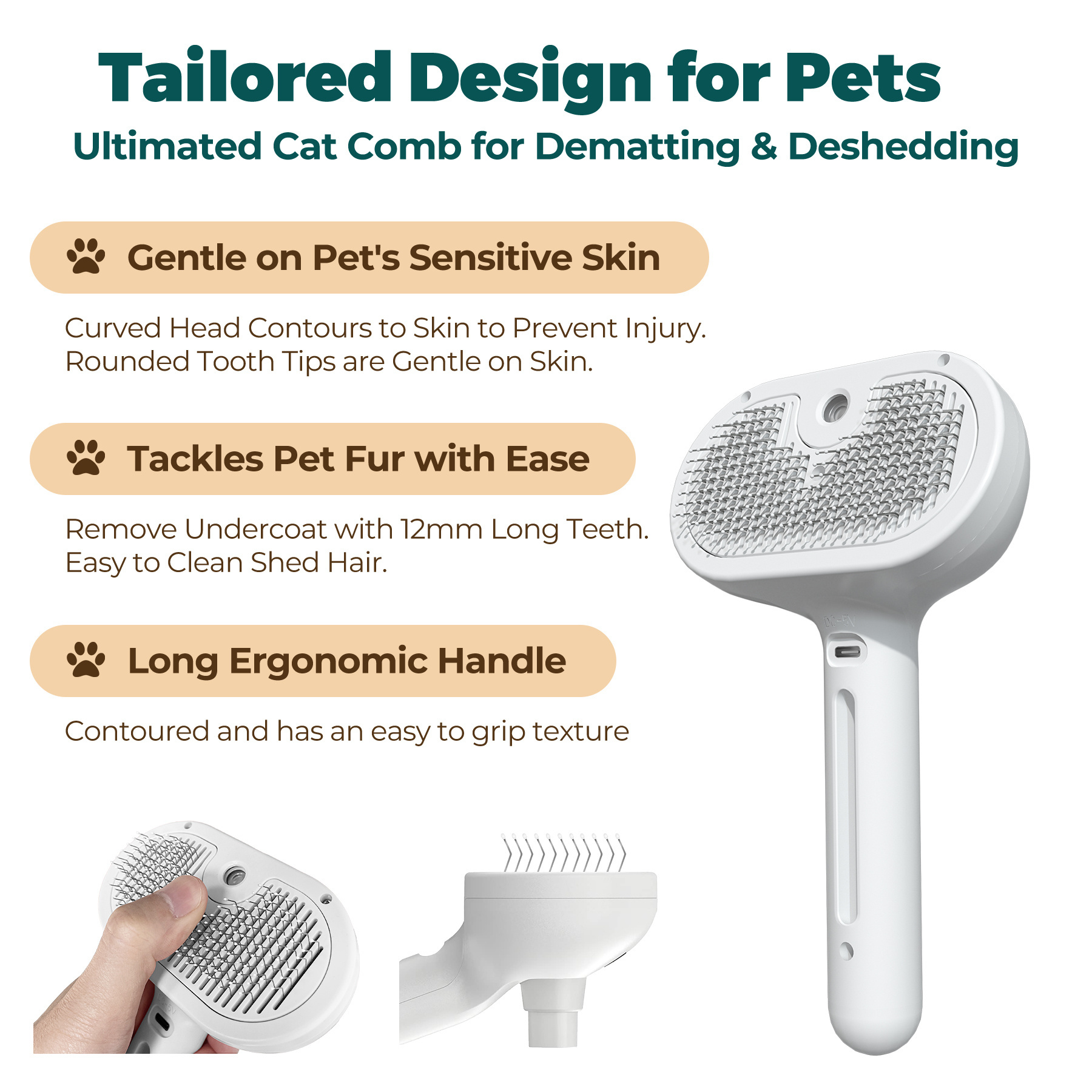 2024 Cat Steamy Brush Pet Dog Cat Brush With Steam Self Cleaning Dog Spray Brush Hair Removal Grooming Steam Comb