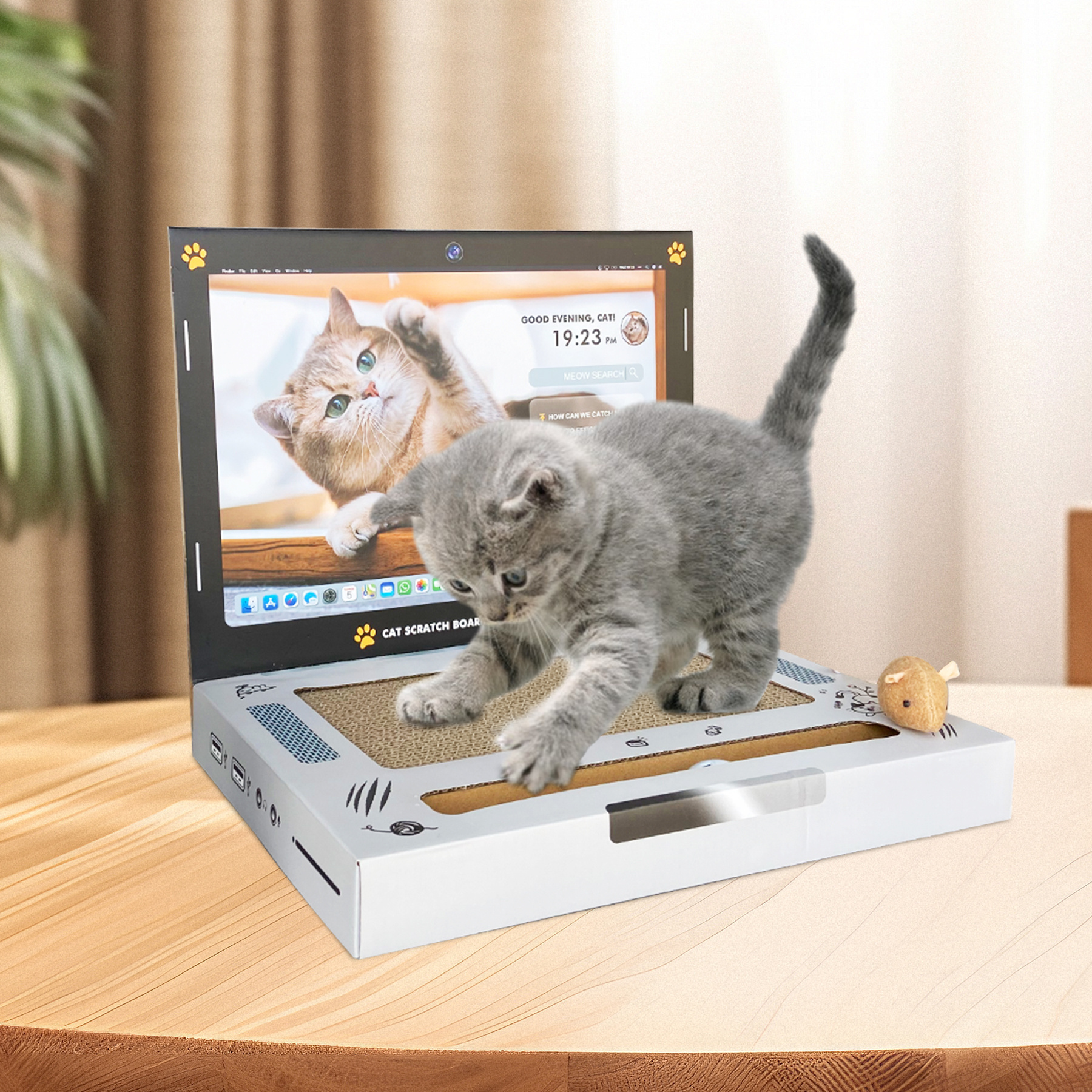 Wholesale Laptop Cat Scratch Board Computer Cat Scratcher Cardboard Thicken Corrugated Cat Scratcher Toy