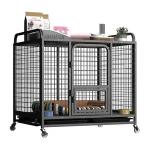 Heavy Duty Black Metal Portable double door design kennels for dog cages metal kennels