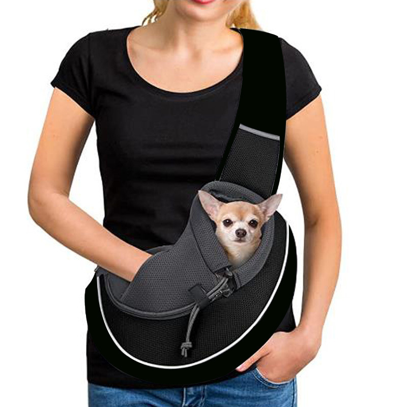 Waterproof Dog Poop Bag Pet Sling Carrier Sling Carrier For Dogs Cats Adjustable Strap Mesh Hand Free Dog Satchel Carrier