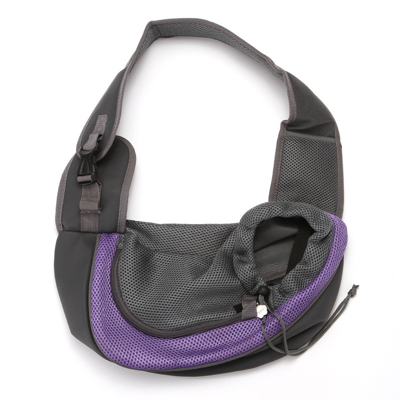 Purple Waterproof Dog Poop Bag Pet Sling Carrier Sling Carrier For Dogs Cats Adjustable Strap Mesh Hand Free Dog Satchel Carrier