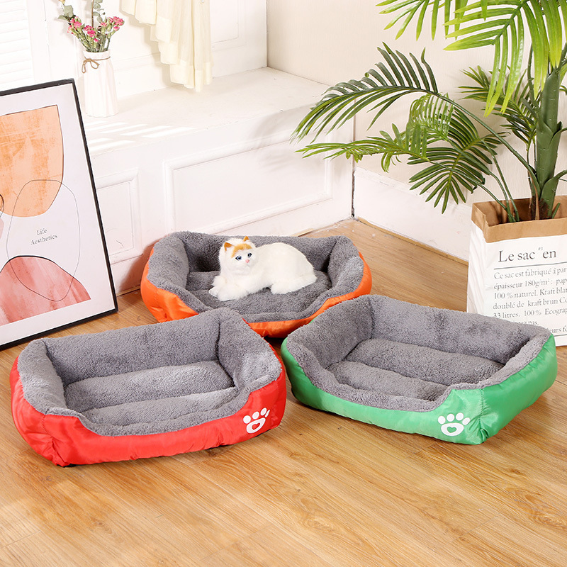 Dark Brown Luxury Dual Use Double Sided Plush Pet Beds & Accessories Breathable Couch Fluffy Nest Large Rectangle Sofa Bed