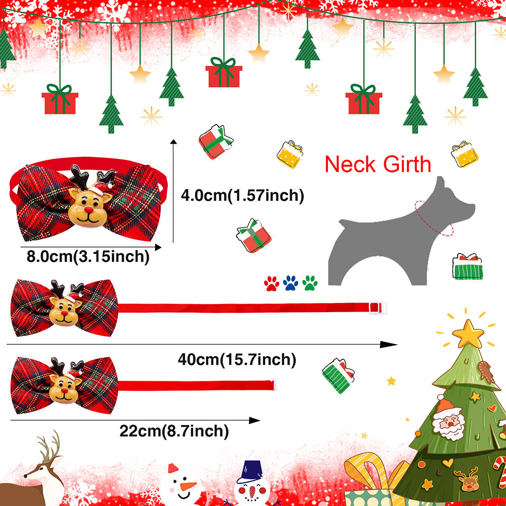 Christmas Small Dog Bowties Pet Neckties Xmas Tree Snowman Snowflake Pattern Bow Tie for Xmas Party Small Dog Accessories