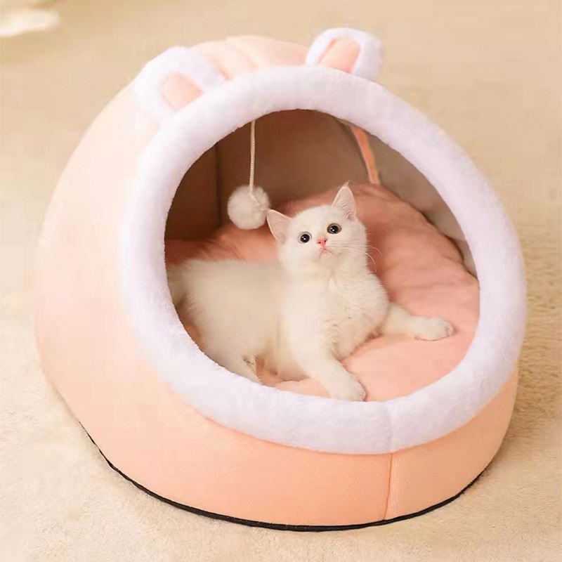 New Arrival Four Seasons Universal Cat Villa Dog house kennel for cats Semi Closed Warm Pet nest Fluffy Cat Sleeping Basket