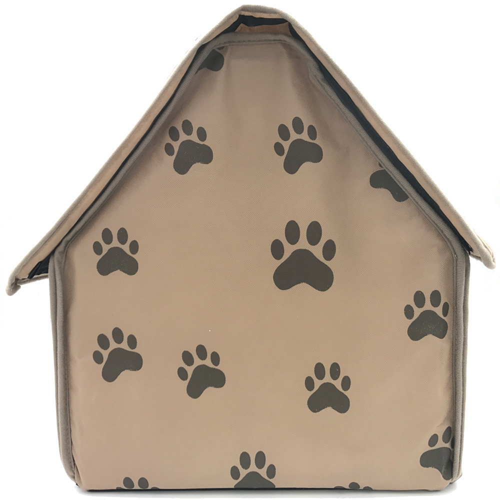 wholesale Cute Footprint Pet House warming pet dog tents cat house enclosed Foldable House shape cat tent