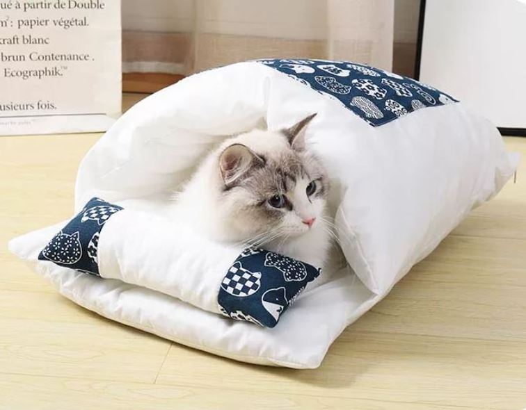 Wholesale cute Pet Nest Japanese style cat sleeping bag warming square Cat Warming Bed Plush Cat dog nest