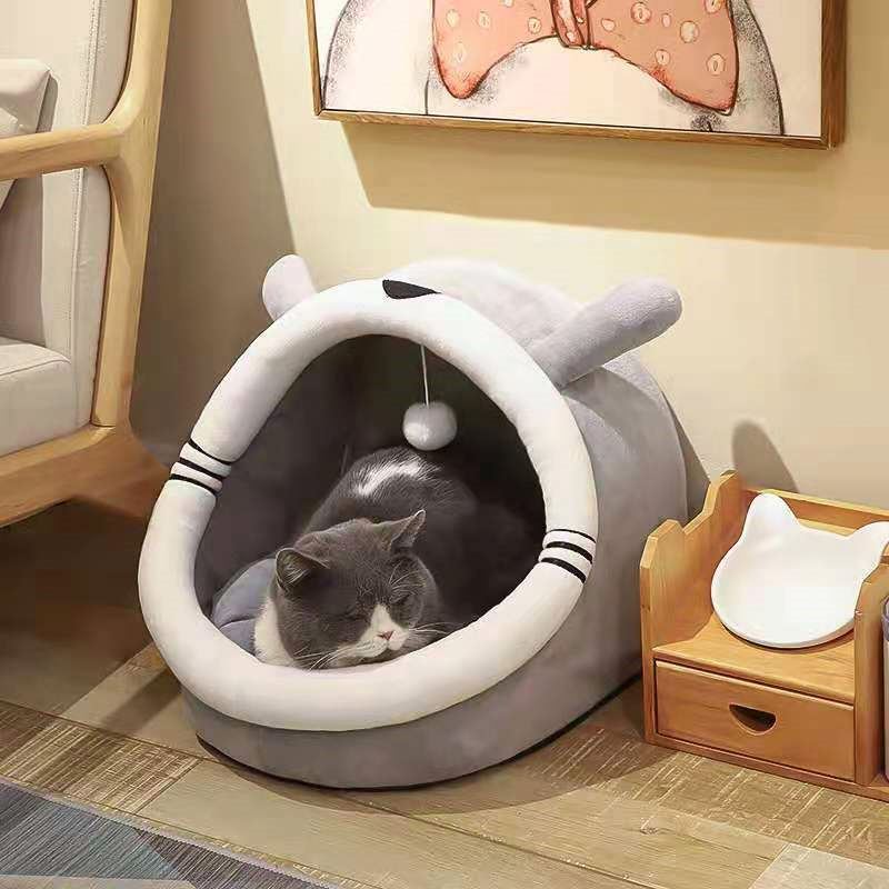 New Arrival Four Seasons Universal Cat Villa Dog house kennel for cats Semi Closed Warm Pet nest Fluffy Cat Sleeping Basket