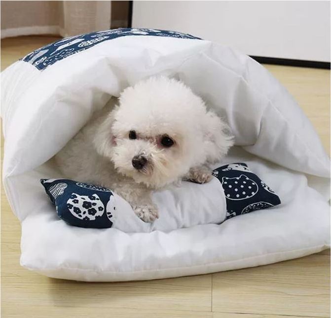 Wholesale cute Pet Nest Japanese style cat sleeping bag warming square Cat Warming Bed Plush Cat dog nest