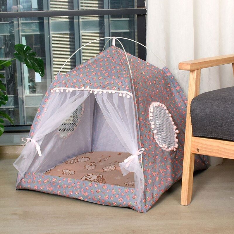 Best Selling Portable Teepee with Cushion Cat Bed Available for Dog Puppy Pet Tent Pet House Cat Bed