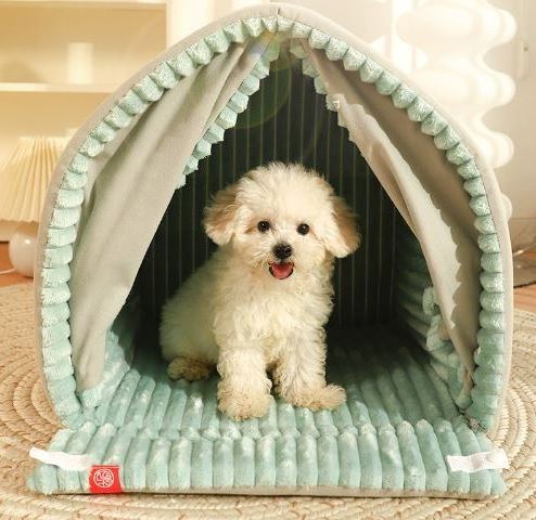 Hot sale dog camping tent soft all seasons Lovely warming pet nest washable dog house enclosed durable cute cat nest tent