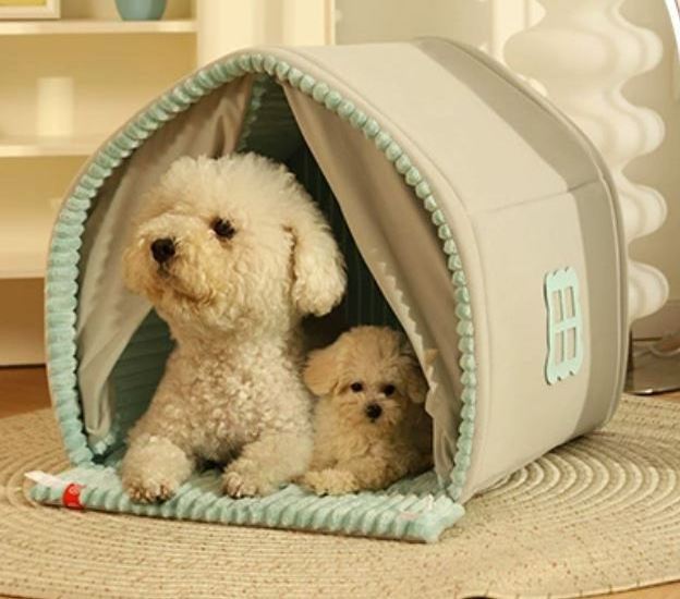 Hot sale dog camping tent soft all seasons Lovely warming pet nest washable dog house enclosed durable cute cat nest tent