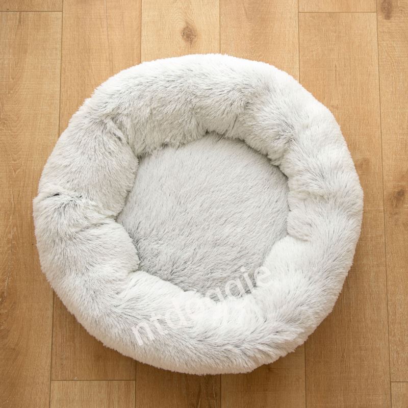 Dropshipping Wholesale Winter Warm Faux Fur Cuddler Round Donut Cat Bed Dog Cushion Bed